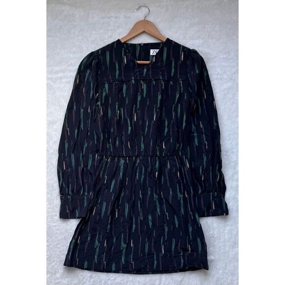 NWT Zara The Gabriela Dress Abstract Printed Long Sleeve Short Mini Dress, Small - Picture 11 of 14